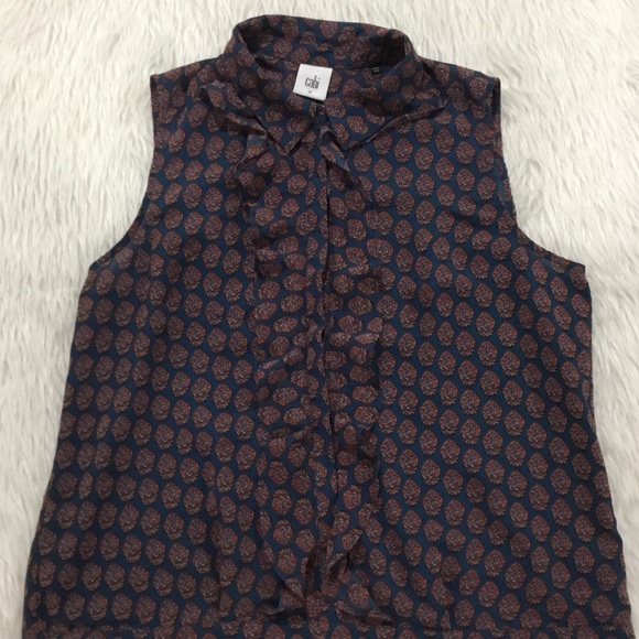 Cabi medallion reign blue ruffle top - Picture 2 of 8